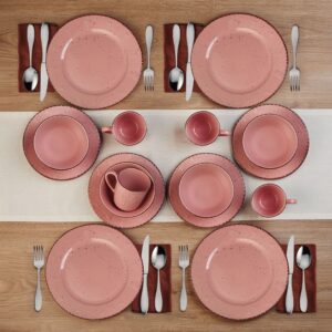 Pfaltzgraff Pink Flamingo 16 Piece Dinnerware Set, Service For 4, Pink