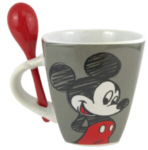 disney mickey and minnie mouse - amazing day ceramic coffee mug cup with spoon - multicolor - 11 ounce