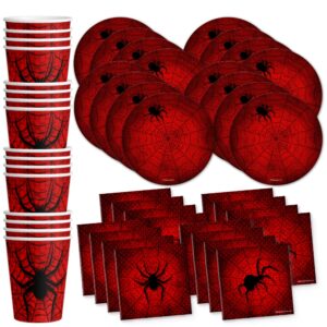 spiderweb birthday party supplies set plates napkins cups tableware kit for 16