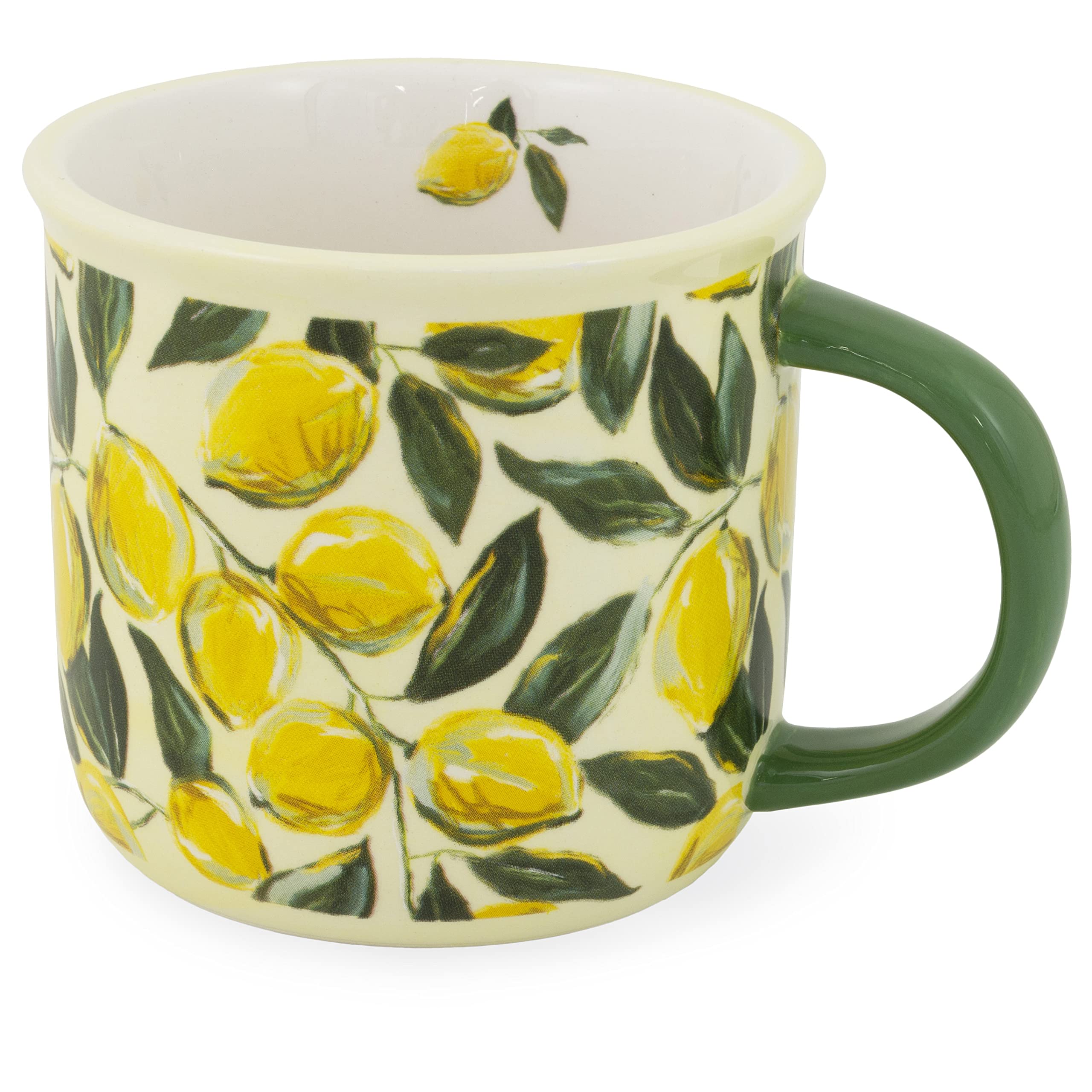 Boston International Ceramic Coffee/Tea Mug, 13-Ounces, Painterly Lemons Allover