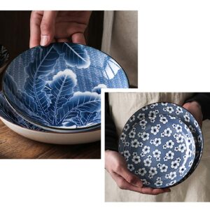 Gegong 12 inch Fish Plate Blue and White Porcelain Dish Serving Plate Floral Dinner Shallow Plate Appetizer Salad Dessert Snack Plate (Tang Grass)