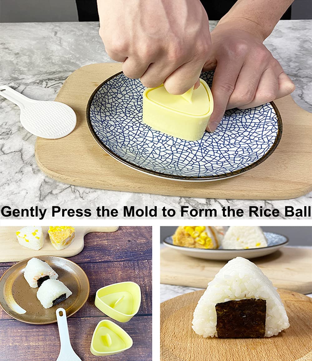 HiYi Triangle Onigiri Sushi Mold Press Molds Non Stick Sushi Making Kit 1 Each Large & Small DIY Rice Ball Maker Mold Sets, Sushi Bento Nori Seaweed Kitchen Rice Ball Mold DIY Kitchen Gadget, Pink