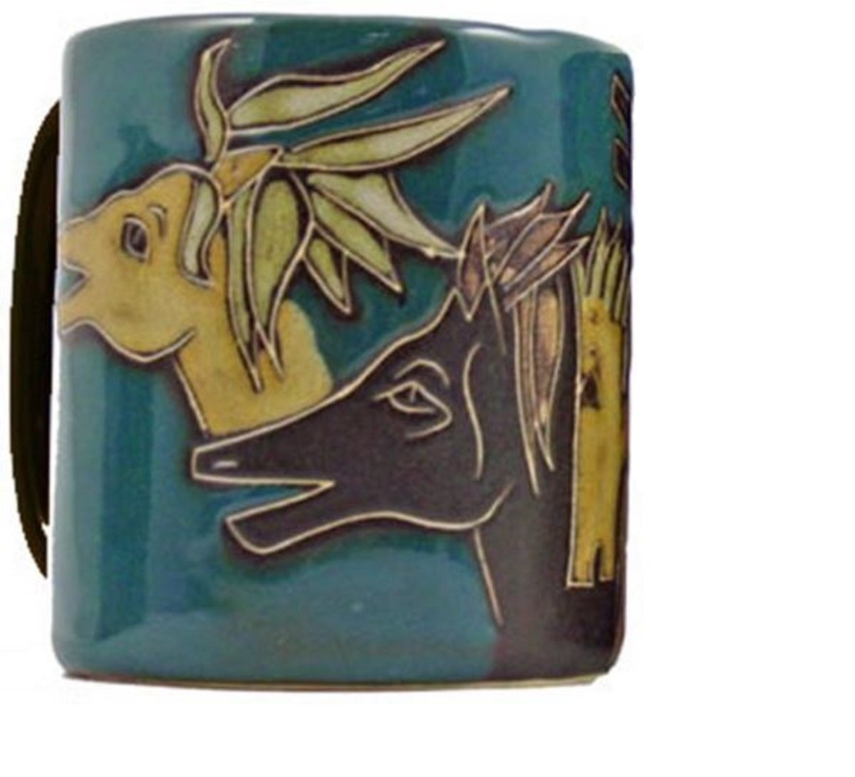 Mara Stoneware Collection - 16 Ounce Ceramic Coffee/Tea Cup Collectible Dinner Mugs - Mexican Pottery Horse Design