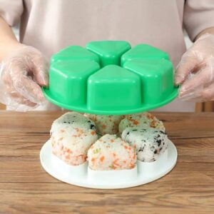 Hemoton 6 in 1 Rice Ball Mold Triangle Musubi Maker DIY Sushi Bento Nori Kitchen Rice Mould Nori Seaweed Punch Cutter for Home Party Kids Meal