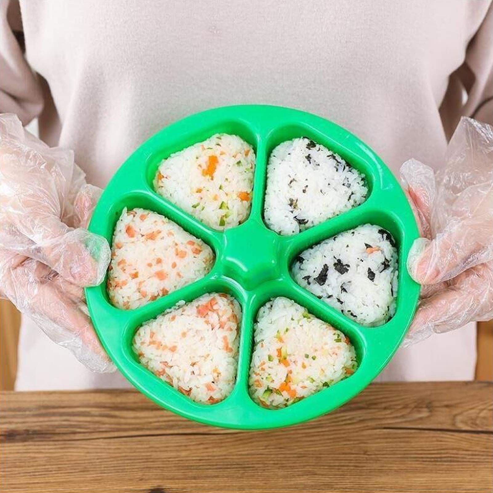 Hemoton 6 in 1 Rice Ball Mold Triangle Musubi Maker DIY Sushi Bento Nori Kitchen Rice Mould Nori Seaweed Punch Cutter for Home Party Kids Meal