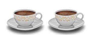 arzum okka turkish coffee cups, set of 2, porcelain, in black giftbox,white