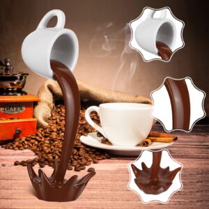 Floating Coffee Cup 2 Pieces Spilling Large Coffee Cups Floating Coffee Cup Mug Sculpture Floating Cup Coffee Bar Accessories Pouring Floating Coffee Mug for Coffee Lover Home Kitchen Decorations