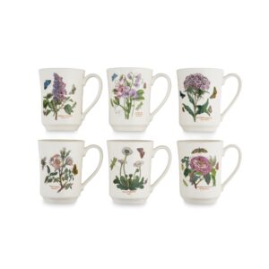 portmeirion botanic garden 14 ounce flared tankard mug set of 6 assorted motifs