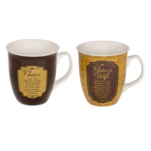dicksons pastor & pastor's wife filigree medallion 16 ounce stoneware coffee mugs boxed set of 2