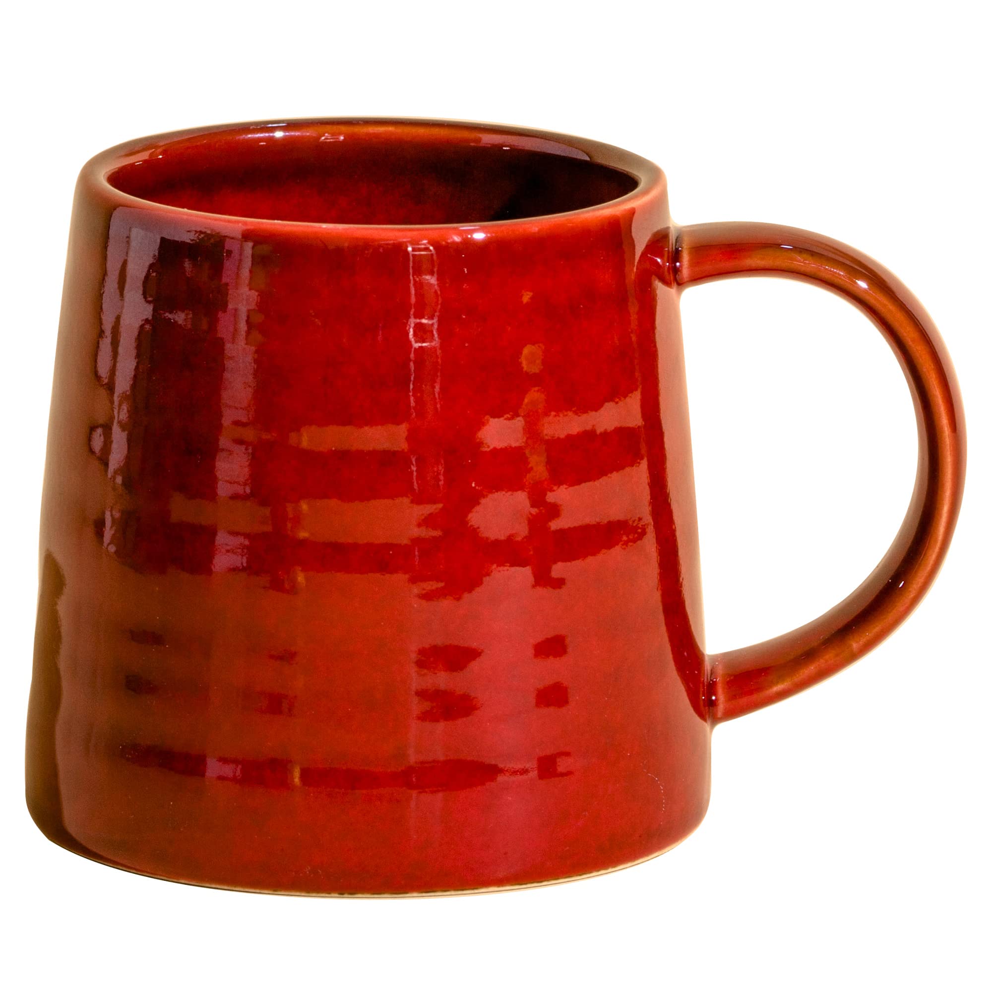 HYTYSKAR Large Ceramic Coffee Mugs, Handmade Pottery Mug, Tea Cups with Handle for Office and Home, 16 oz, Dishwasher and Microwave Safe (Red)