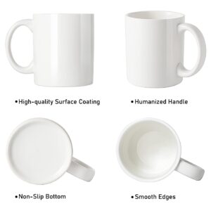 Coffee Mugs 11 oz Sublimation Blank Cups Sturdy Classic Mugs Ceramic White Tea Cups with Protective Packaging (White, 1)