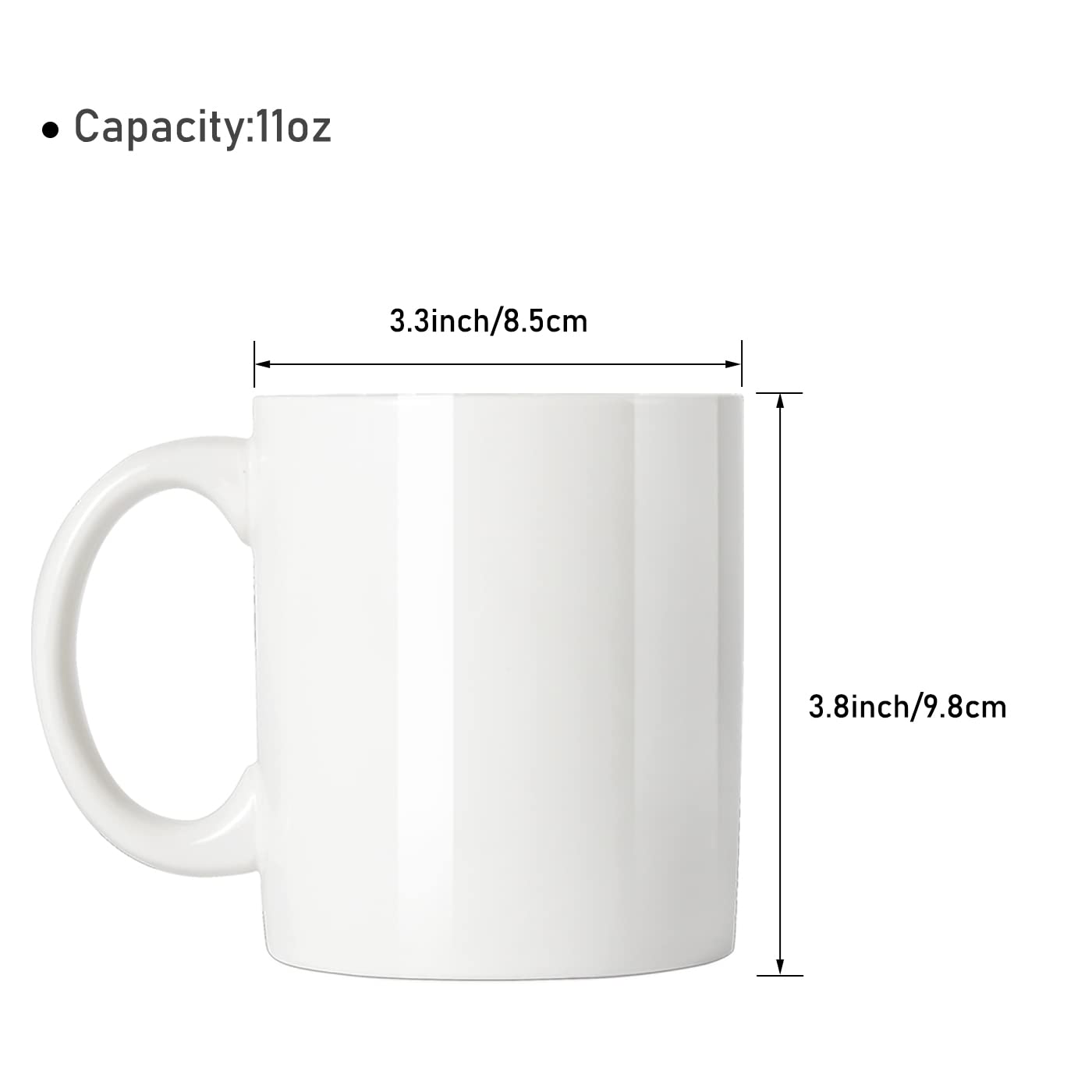 Coffee Mugs 11 oz Sublimation Blank Cups Sturdy Classic Mugs Ceramic White Tea Cups with Protective Packaging (White, 1)