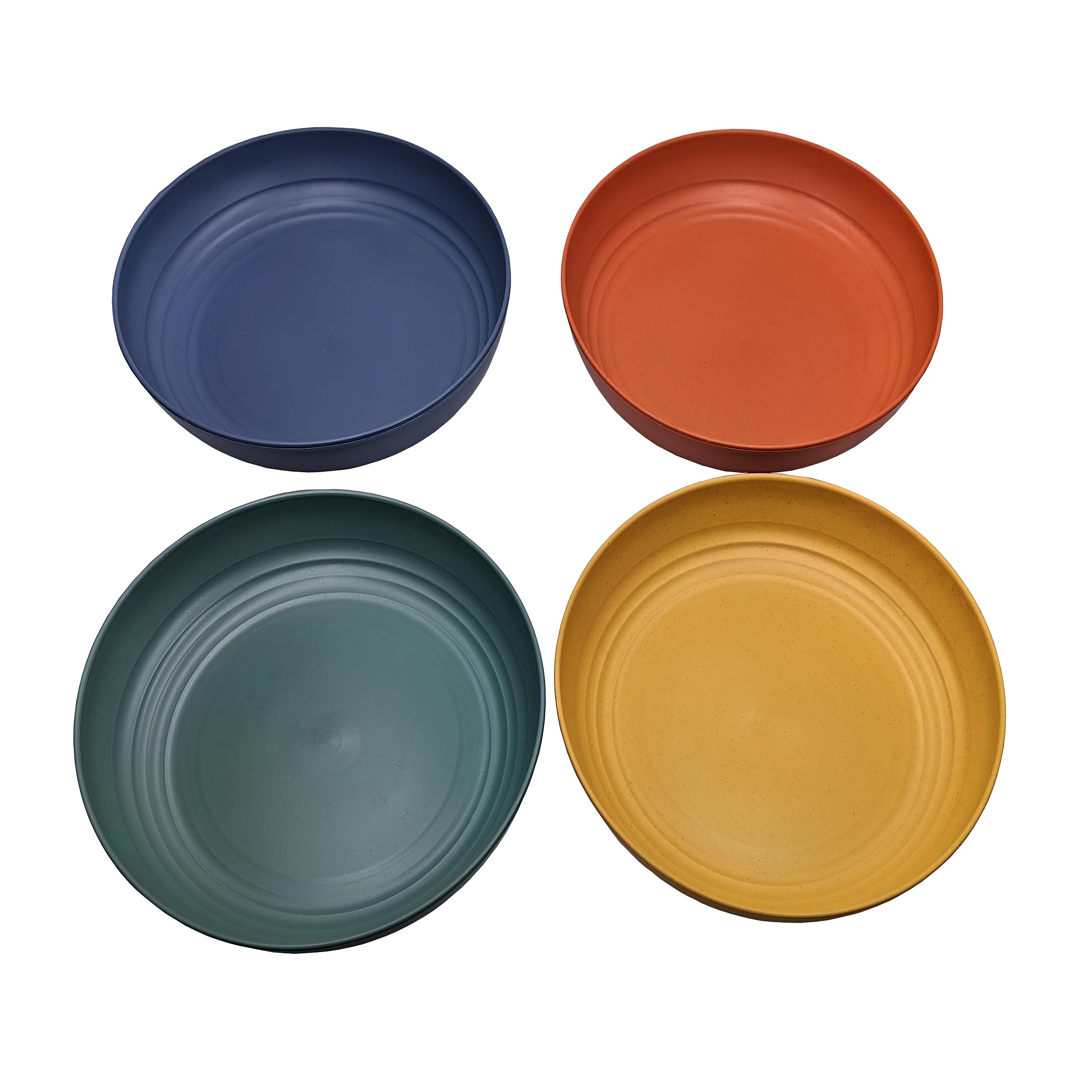 Vokop 8 Pack Wheat Straw Dinner Plates,Unbreakable Reusable Deep Plate Set-Dishwasher & Microwave Safe,Perfect for Dinner Dishes,Healthy for Kids Children & Adult-Round, 4pcs 10in & 4pcs 8in