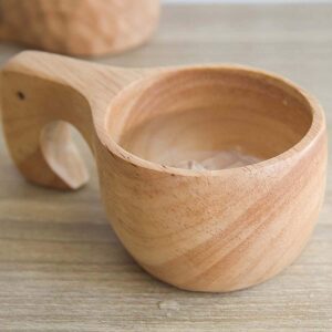 Mochiglory Wooden Cup Camping Cup Nordic Style Handmade Natural, Portable Wood Mug Drinking Cup for Coffee, Tea and Milk