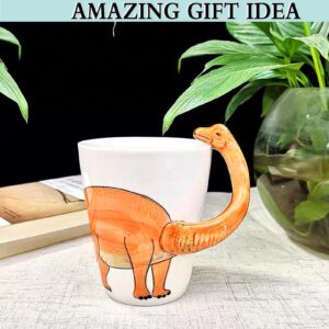 luckyse Dinosaur 3D Ceramic Mug, Long necked dragon Handle Novelty Animal Cup Gift for Christmas, Thanksgiving Day, Mother's Day, Father's Day (Dinosaur)