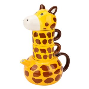 funny coffee mug set- ceramic material giraffe coffee mug, creative cartoon style personalized mug, ceramics tea set, suitable for home, office, kitchen, thanksgiving gift (value pack)