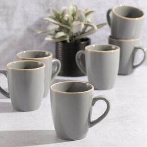 Gibson Home Round Stoneware Rockaway Dinnerware, 6-Piece Mug Set (12.5oz), Matte Grey