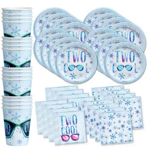 two cool winter 2nd birthday party supplies set plates napkins cups tableware kit for 16