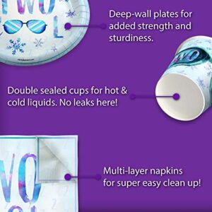 Two Cool Winter 2nd Birthday Party Supplies Set Plates Napkins Cups Tableware Kit for 16