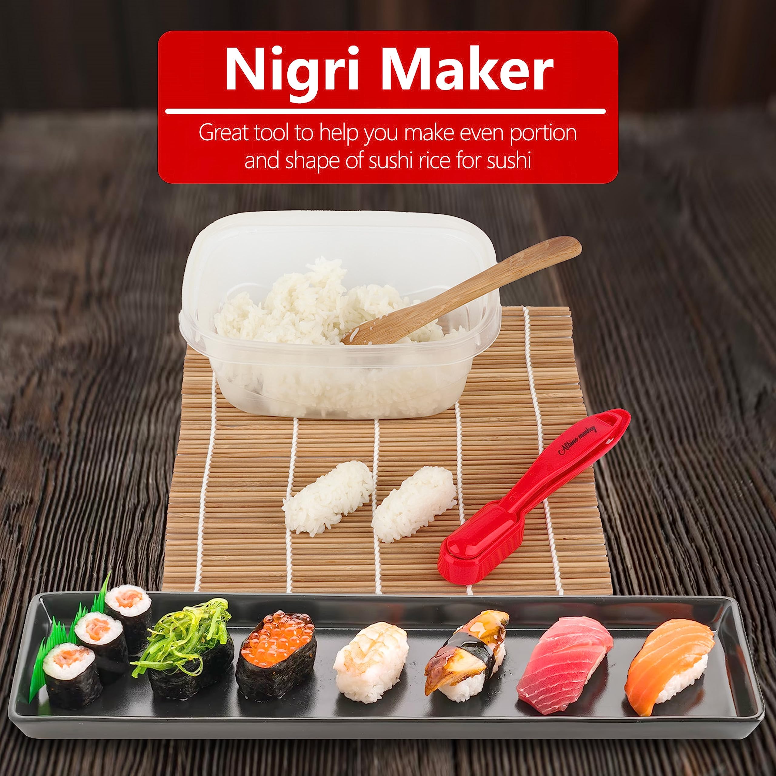 Albino monkey Sushi Making Kit - Elevate Your Sushi Skills in Minutes! Includes New Upgraded Sashimi Knife & Sushi Maker Bazooka, 2 Mats, Nigiri Tool, and More – Perfect for Beginners