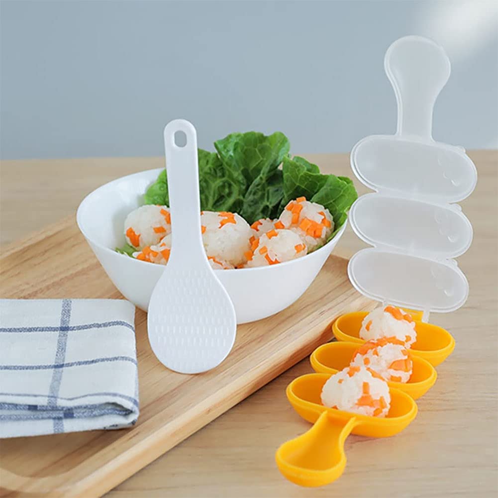 nanaxagly Rice Ball Molds DIY Sushi Balls Making Mould Kitchen Diningroom Tools for Shake DIY Lunch with a Mini Rice Spoon