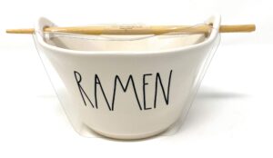 rae dunn ramen japanese styple soup bowls with chopticks ceramic set of two