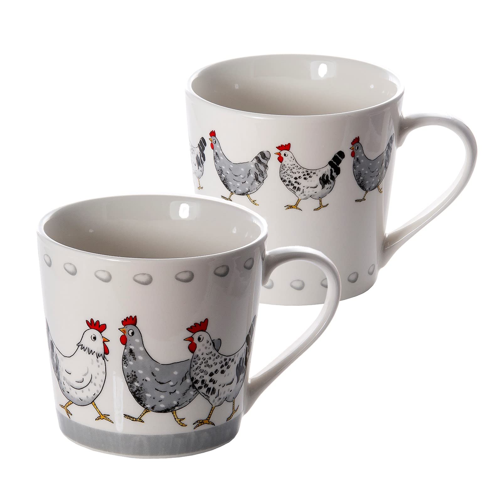 SPOTTED DOG GIFT COMPANY Chicken Coffee Mug Set of 4, Tea Mugs Cups 13oz Ceramic Porcelain China, Chicken Gifts for Chicken Lovers Women Men