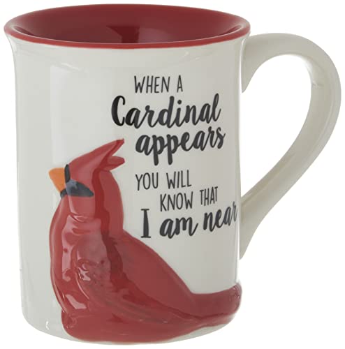 Enesco Our Name is Mud Bereavement Comforting Cardinal Always Near Sculpted Coffee Mug, 1 Count (Pack of 1), Multicolor