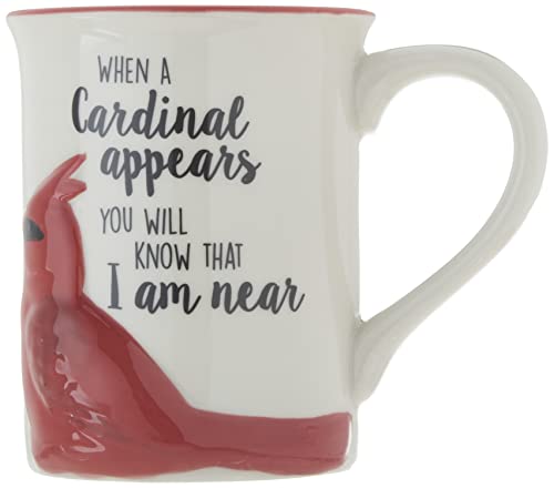 Enesco Our Name is Mud Bereavement Comforting Cardinal Always Near Sculpted Coffee Mug, 1 Count (Pack of 1), Multicolor