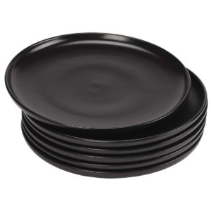 monamour 10 inch matte porcelain dinner plate, elegant round ceramic serving plate for steak, salad, pasta, pizza, set of 6 (black)