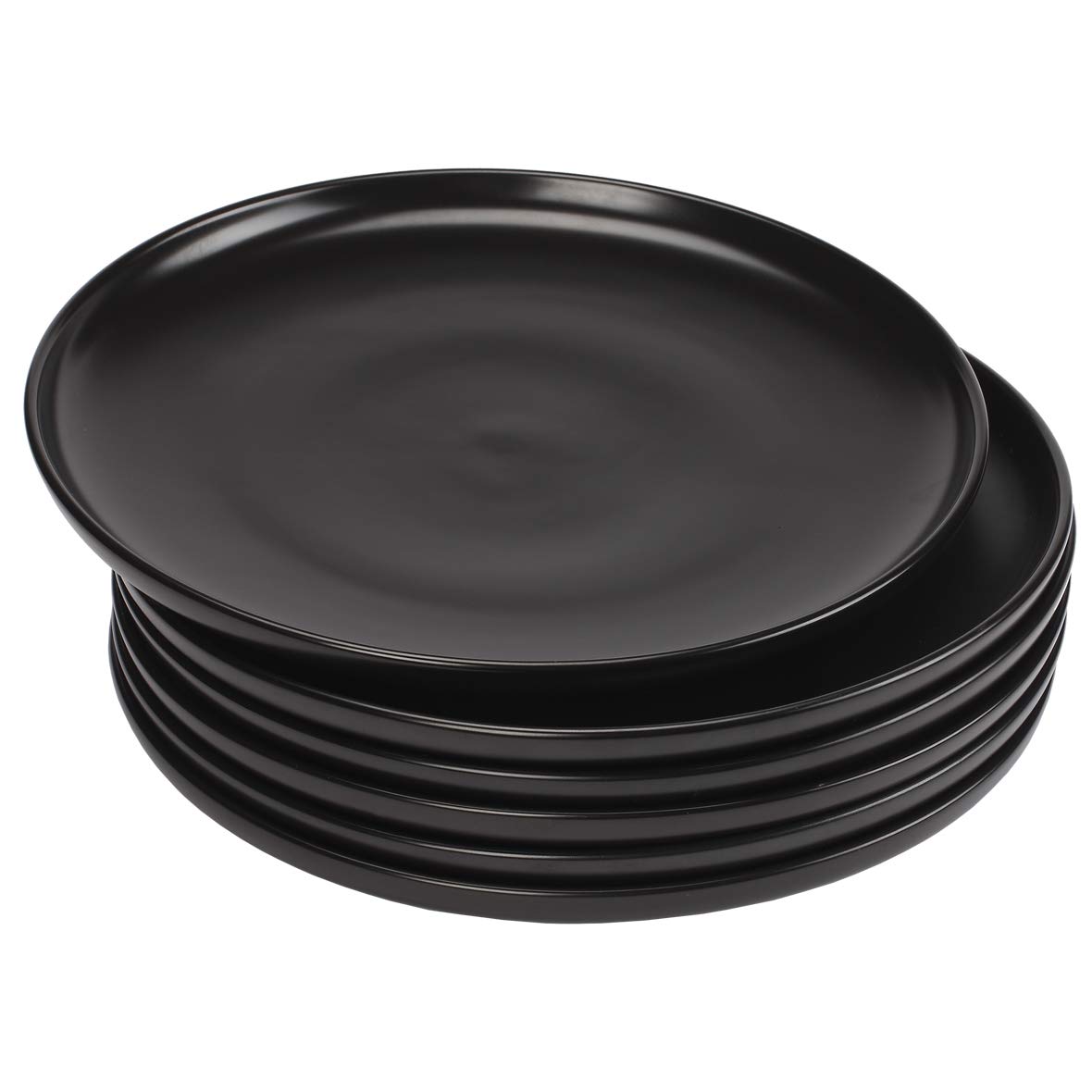 Monamour 10 Inch Matte Porcelain Dinner Plate, Elegant Round Ceramic Serving Plate for Steak, Salad, Pasta, Pizza, Set of 6 (Black)