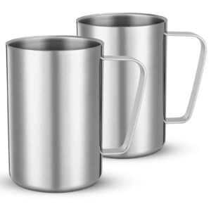 bidponds 2 pcs 16.9oz/500ml stainless steel mug, camping mug, double wall vacuum insulated mug, suitable for coffee, milk,juice,tea and other cold or hot drinks
