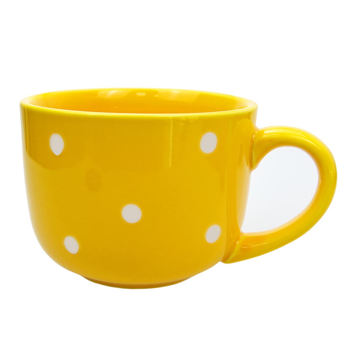 CHOOLD Large Ceramic Coffee Mug Polka Dot Milk Cup Tea Cup Jumbo Mugs Soup Bowl with Handle for Couple 15oz(Colorful)