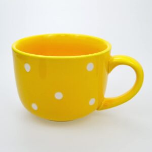 CHOOLD Large Ceramic Coffee Mug Polka Dot Milk Cup Tea Cup Jumbo Mugs Soup Bowl with Handle for Couple 15oz(Colorful)