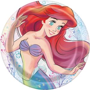 unique multicolor disney the little mermaid round dinner plates (9") 8 count - enchanting party supplies for all occasions, perfect for birthdays & themed events
