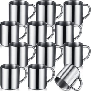 amyhill 12 pieces stainless steel mug 7.5oz camping coffee mugs kids hot chocolate mug metal cup dishwasher safe stainless steel coffee cup