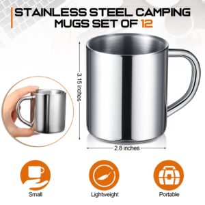 Amyhill 12 Pieces Stainless Steel Mug 7.5oz Camping Coffee Mugs Kids Hot Chocolate Mug Metal Cup Dishwasher Safe Stainless Steel Coffee Cup