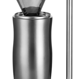 Gourmia GVD9320 Pour Over Stand Coffee Station - Freestanding Drip Coffee Stand with Reusable Stainless Steel Cone Filter - Make Coffee Directly into Mug, Cup or Thermos - Stainless Steel