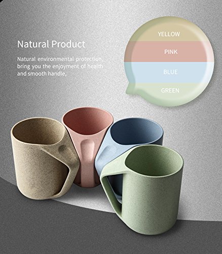 UPSTYLE Retro Eco-friendly Wheat Straw Lightweight Cup Biodegradable Mug Plastic Tumbler for Water, Coffee, Milk,Tea Size 13.5 oz (pack of 4)