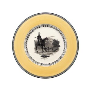 villeroy & boch audun chasse dinner plate, 10.5 in, white/gray/yellow