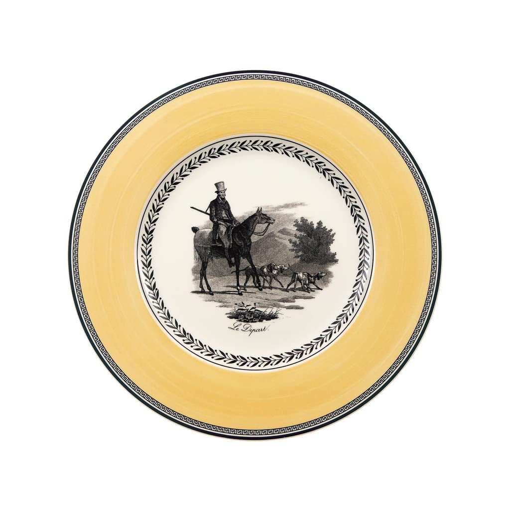 Villeroy & Boch Audun Chasse Dinner Plate, 10.5 in, White/Gray/Yellow