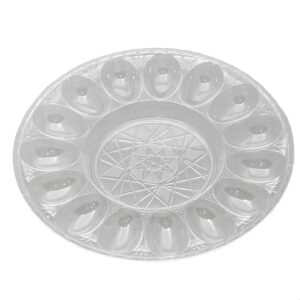 Deviled Egg Clear Plastic Crystal Cut Platter - Set of 2