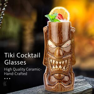 Tiki Glasses,Tiki Cups Set of 8,Ceramic Tiki Mugs,Tiki Glasses for Cocktails,Tiki Tropical Hawaiian Birthday Party Decorations,Cute Exotic Cocktail Glasses Great for Bar,Hawaiian Party,Unique Gift.