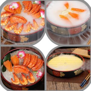 Operitacx Round Sushi Serving Tray Plate Sashimi Platter Seafood Dish Japanese Plastic Lacquered Sushi Food Trays Display Plate (10.6x2.1 inch)