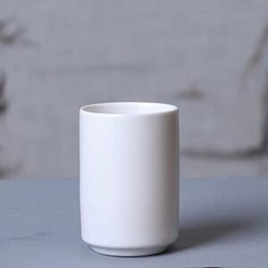 RabyLeo Japanese Simple Black and White Style handleless Ceramic Mug Hotel Teacup Toothbrush Cup Washing Mouth Cup. (White)