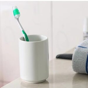 RabyLeo Japanese Simple Black and White Style handleless Ceramic Mug Hotel Teacup Toothbrush Cup Washing Mouth Cup. (White)