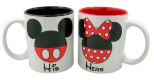 needzo his and hers mickey and minnie couples coffee mug cup, set of 2