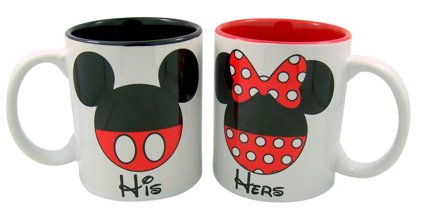 Needzo His and Hers Mickey and Minnie Couples Coffee Mug Cup, Set of 2