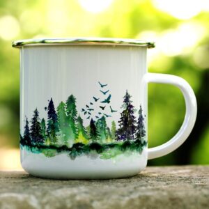 Get Lost Enamel Camper Mug, Camping Coffee Mug, Nature Outdoor Hiking Camp Lover Gift (12oz)