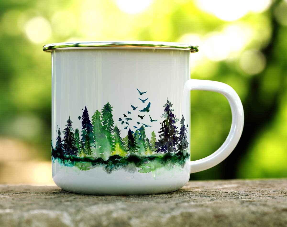 Get Lost Enamel Camper Mug, Camping Coffee Mug, Nature Outdoor Hiking Camp Lover Gift (12oz)